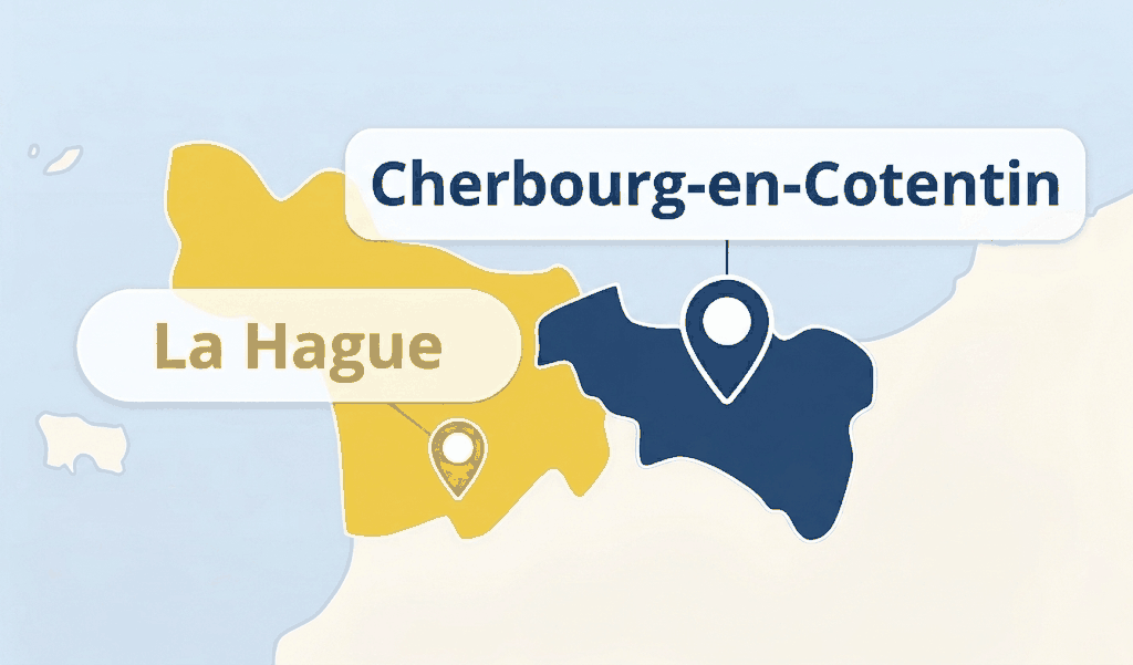 Carte du Nord-Cotentin : zone d'intervention de Sebastien, Cherbourg-en-Cotentin et la Hague