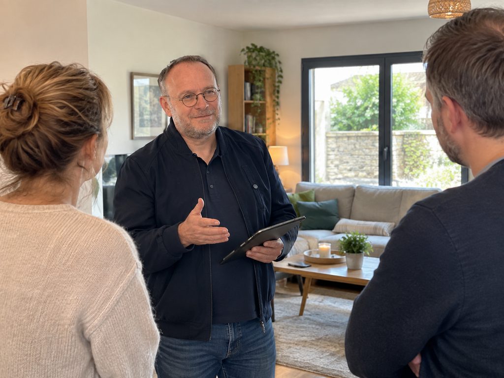 Sébastien conseille des propriétaires pour préparer la vente de leur maison dans le Cotentin