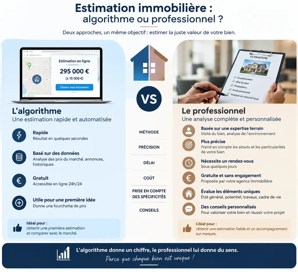Estimation en ligne ou professionnel : les critères analysés