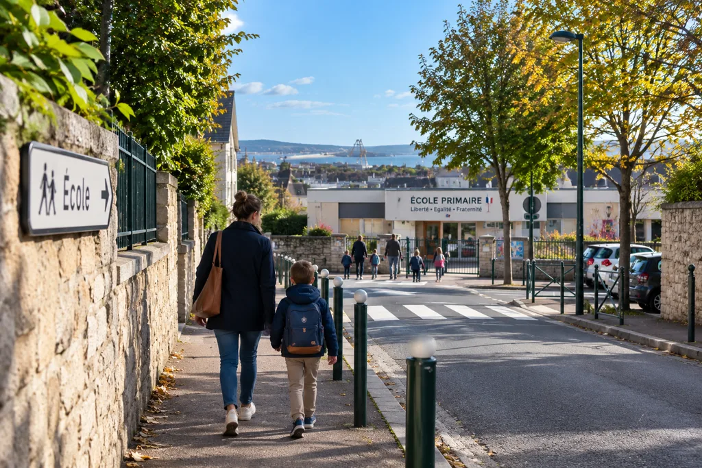Trajet à pied vers une école à Cherbourg-en-Cotentin
