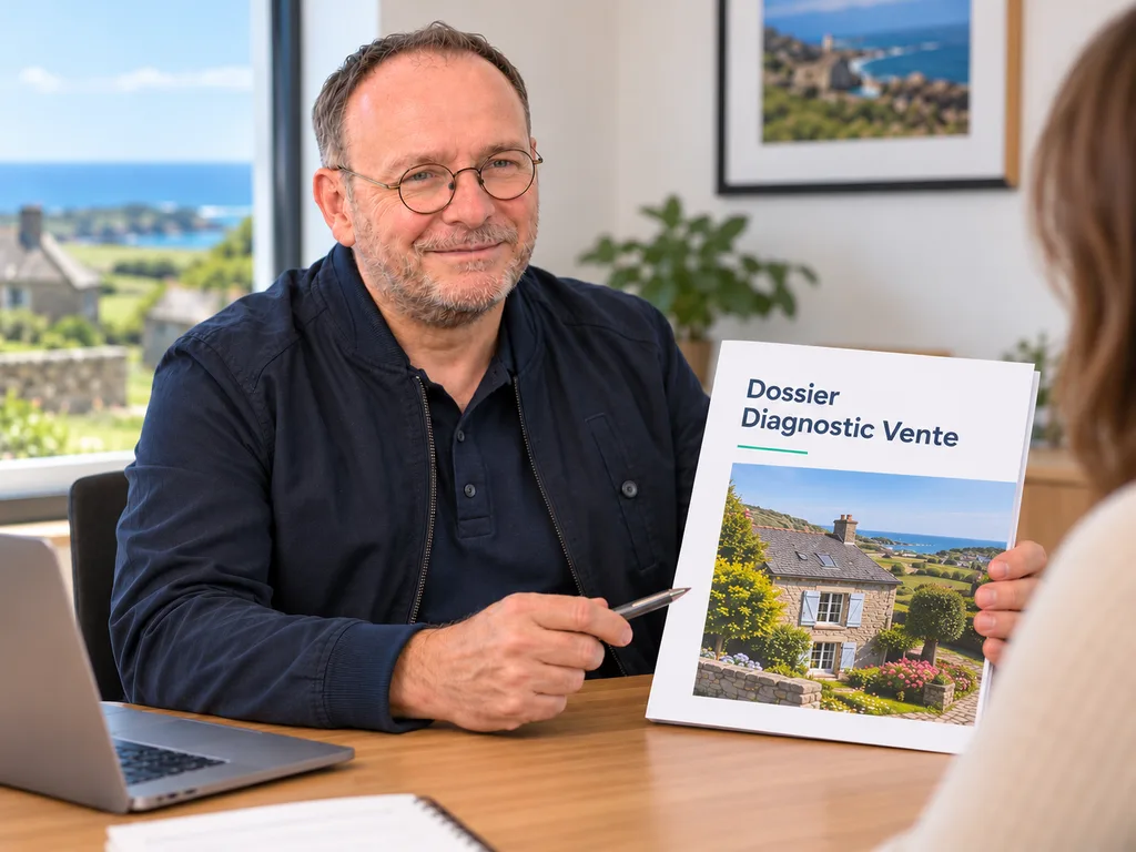Sébastien Lecarpentier présente un Dossier Diagnostic Vente pour une maison à La Hague