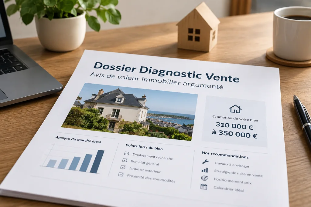 Dossier Diagnostic Vente présentant une estimation argumentée et des recommandations pour vendre une maison à Cherbourg-en-Cotentin.