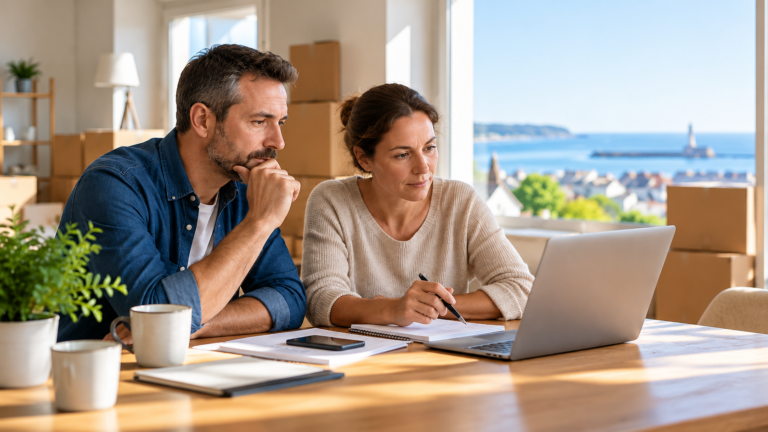 Couple préparant la vente de sa maison avant une mutation professionnelle à Cherbourg-en-Cotentin
